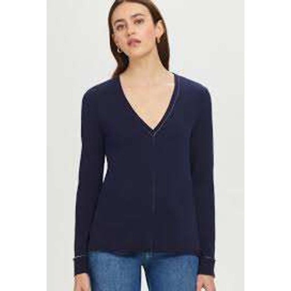 White House Black Market Blue Long Sleeve V-Neck Blouse ‎ - Size S